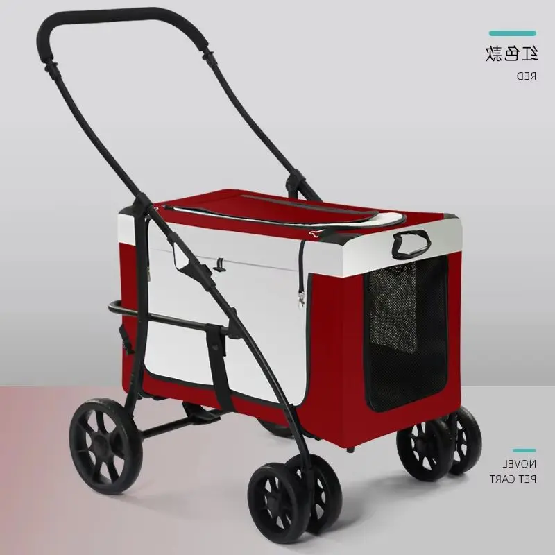 

high-quality Pet stroller for outdoor walks, large fighting dog cart, portable foldable cat and dog cart, 2025 new model