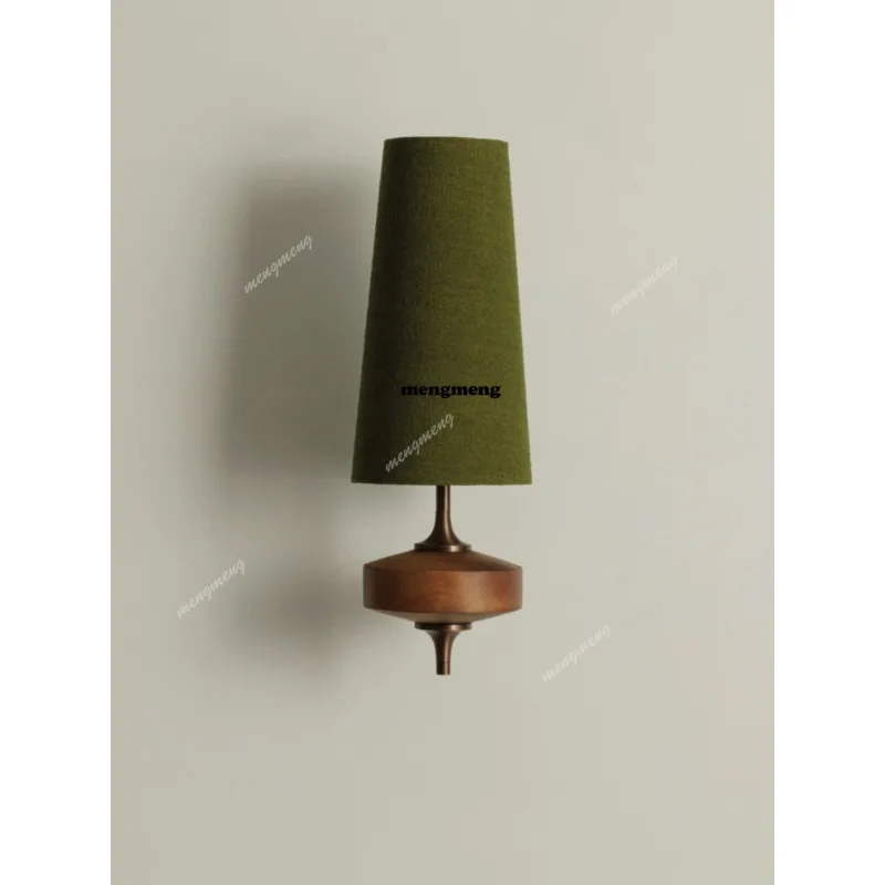 

Dark green wall lamp French retro solid wood medieval bedroom bedside lamp living room wall lamp corridor