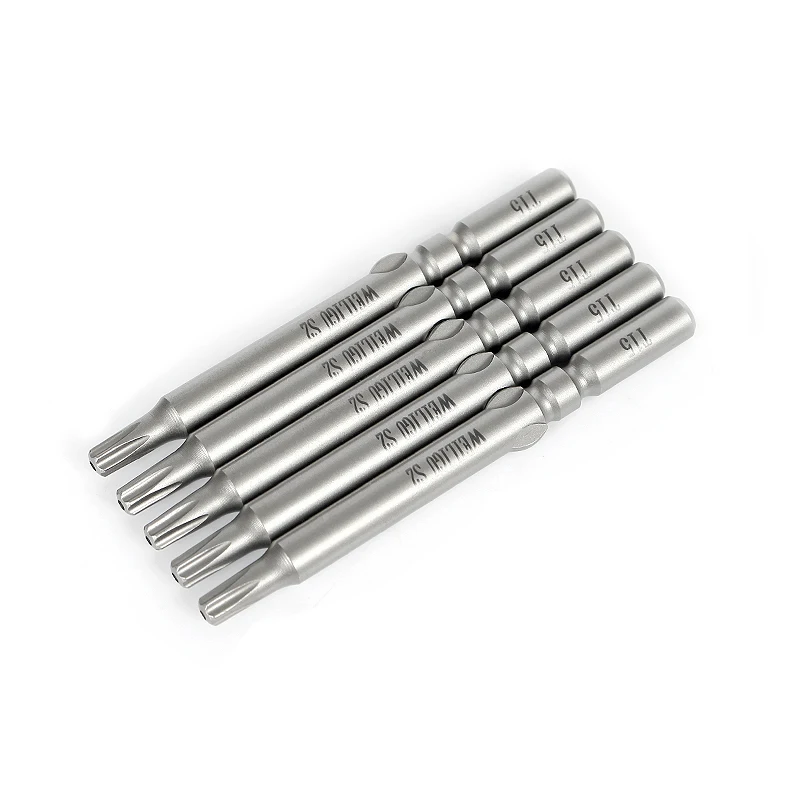 Tournevis Torx électrique 100 à tige ronde de 5mm, 5 pièces, 60/801mm, outil de perçage pour Impact de sécurité, embout magnétique, T6-T25