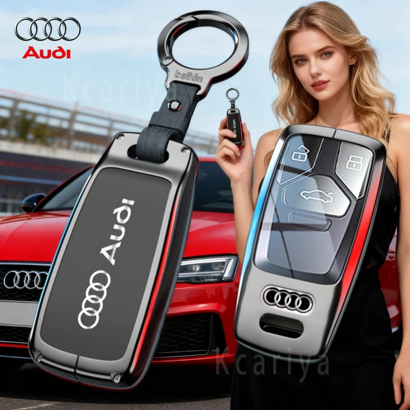 

For Audi A4 A5 A6 8S 8W Q5 Q7 4m S4 S5 S7 Tt Tts Tfsi Rs B9 2016 2017 2018 Zine Alloy Leather Car Key Case Cover Shell Protector