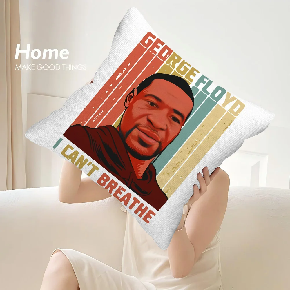 G-George F-Floyd Pillow Case Sofa Decorative Home Double-sided Print Plush Square Throw Pillow Covers Cushion Decor Cover