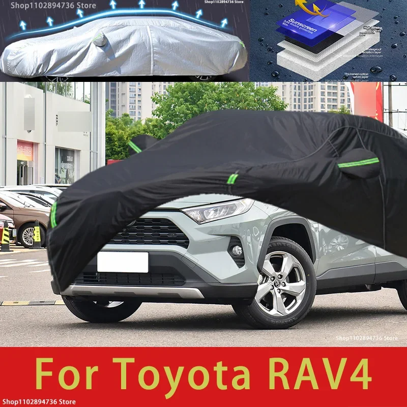 

For Toyota RAV4 Outdoor Protection Full Car Cover Snow Covers Sunshade Waterproof Dustproof Black Car Cover