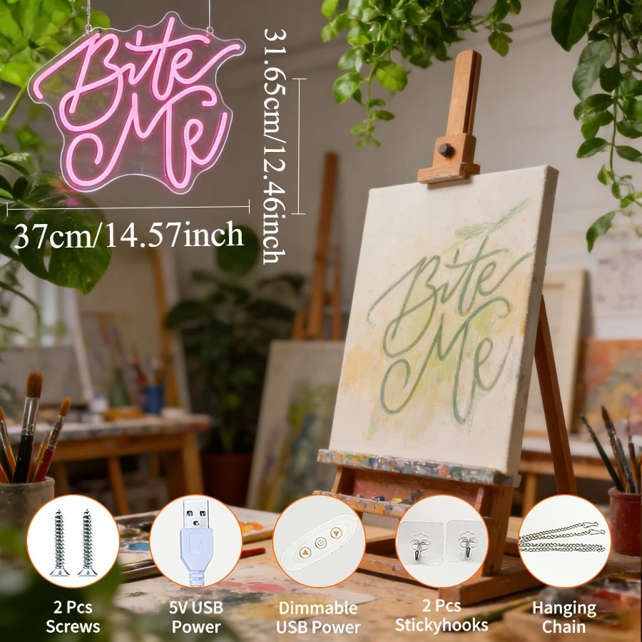 Bite Me Pink LED Neon Sign USB - Commercial Kitchen Ideas review and price