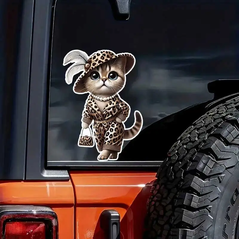 Leopard Kitten Car Sticker Waterproof Vinyl Decal on Bumper Rear Window Laptop Self-adhesive Decal For Car Accessories Y891