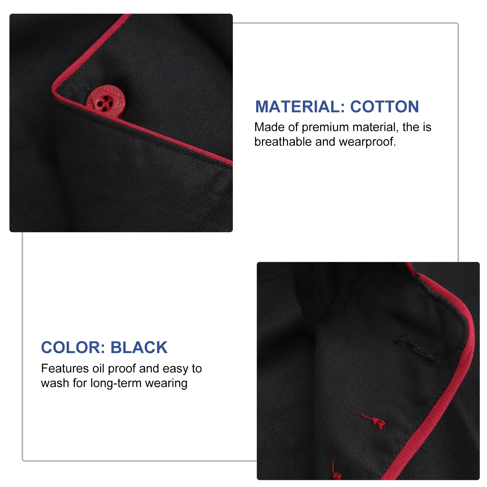 

Long Sleeve Black Restaurant Clothing Oil Proof Easy Wash Unisex Design Breathable Wearproof Chef Coat Catering