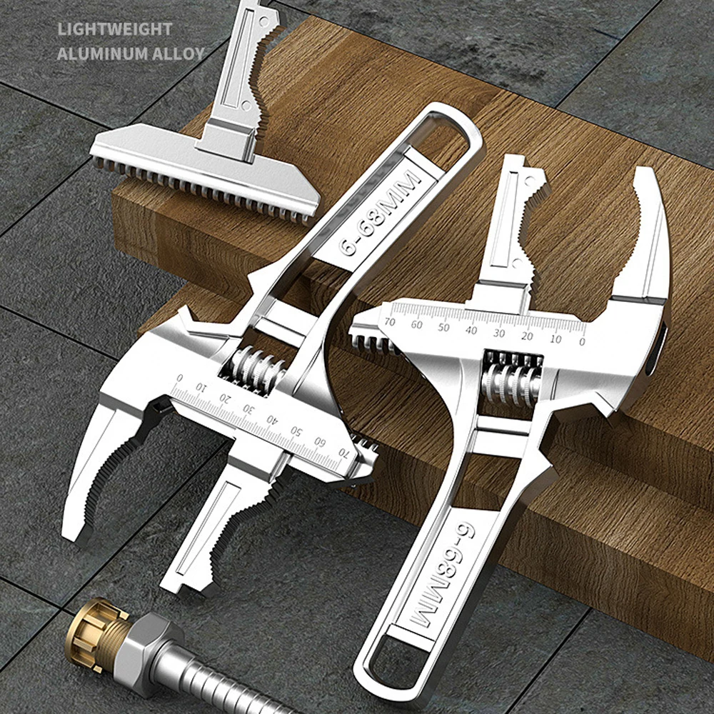 다기능 싱크대 욕실 렌치, 변기 수도꼭지 수리 렌치, 6-68mm 큰 구멍 조절 가능한 수도관 렌치