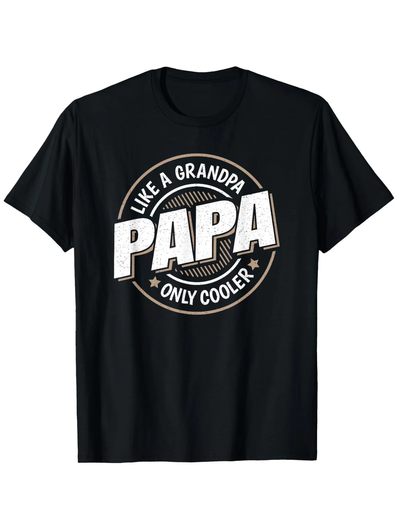 

"Papa Like A Grandpa Only Cooler" T-Shirt - 100% Cotton, Black Funny Dad Tee