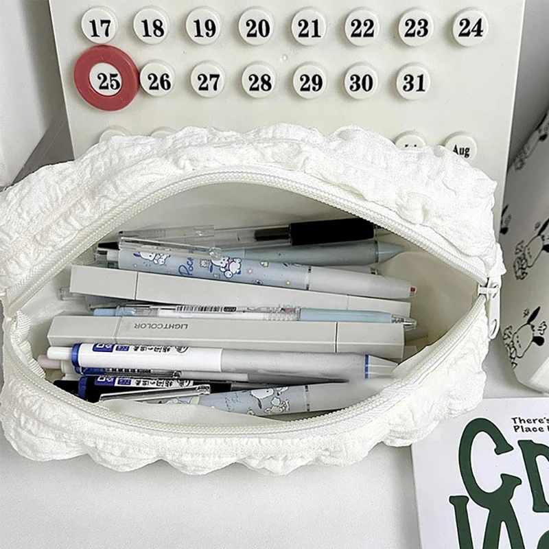 Cosmetic Bag Solid Color Pencil Case Creative Pillow Bag Large Capacity Bag For Girls School Supplies Stationery Box
