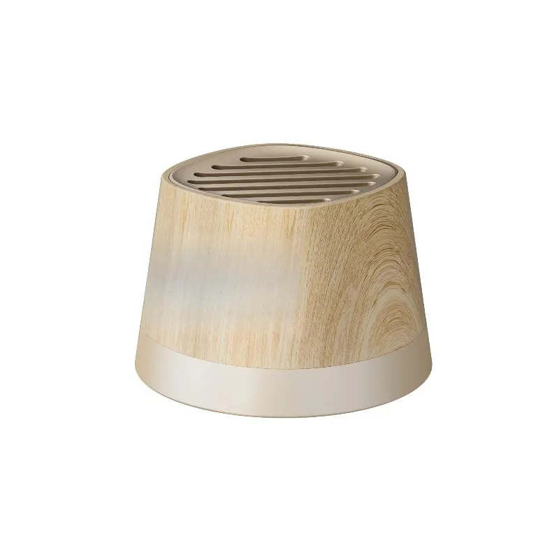 

Portable Ultra Compact 4-in-1 Bluetooth Speaker with TWS Interconnect USB Charging Phone Stand Wood Color