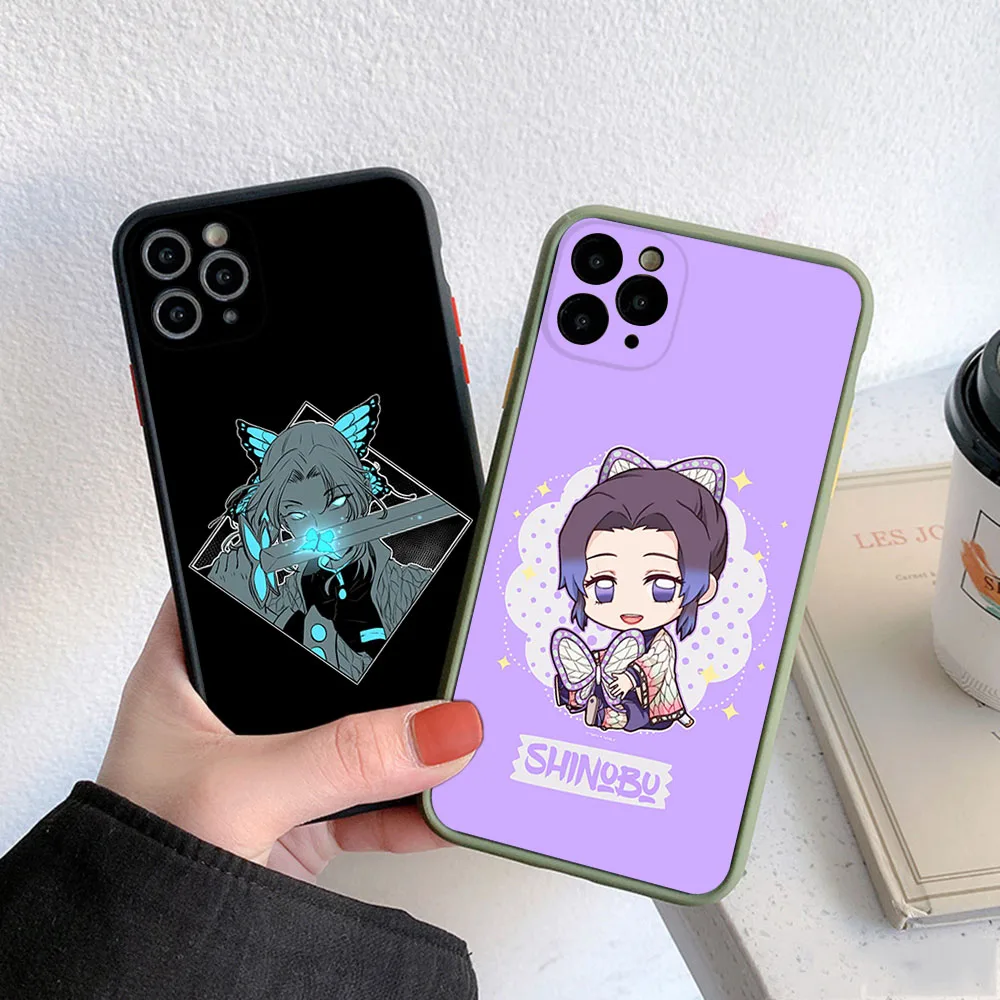 Phone Case For iphone 16 15 14 Pro Max 7 8 Plus 11 12 13 Mini XR XSMax 16Pro Kochou Shinobu Demon Slayer Matte Translucent Cover image 2