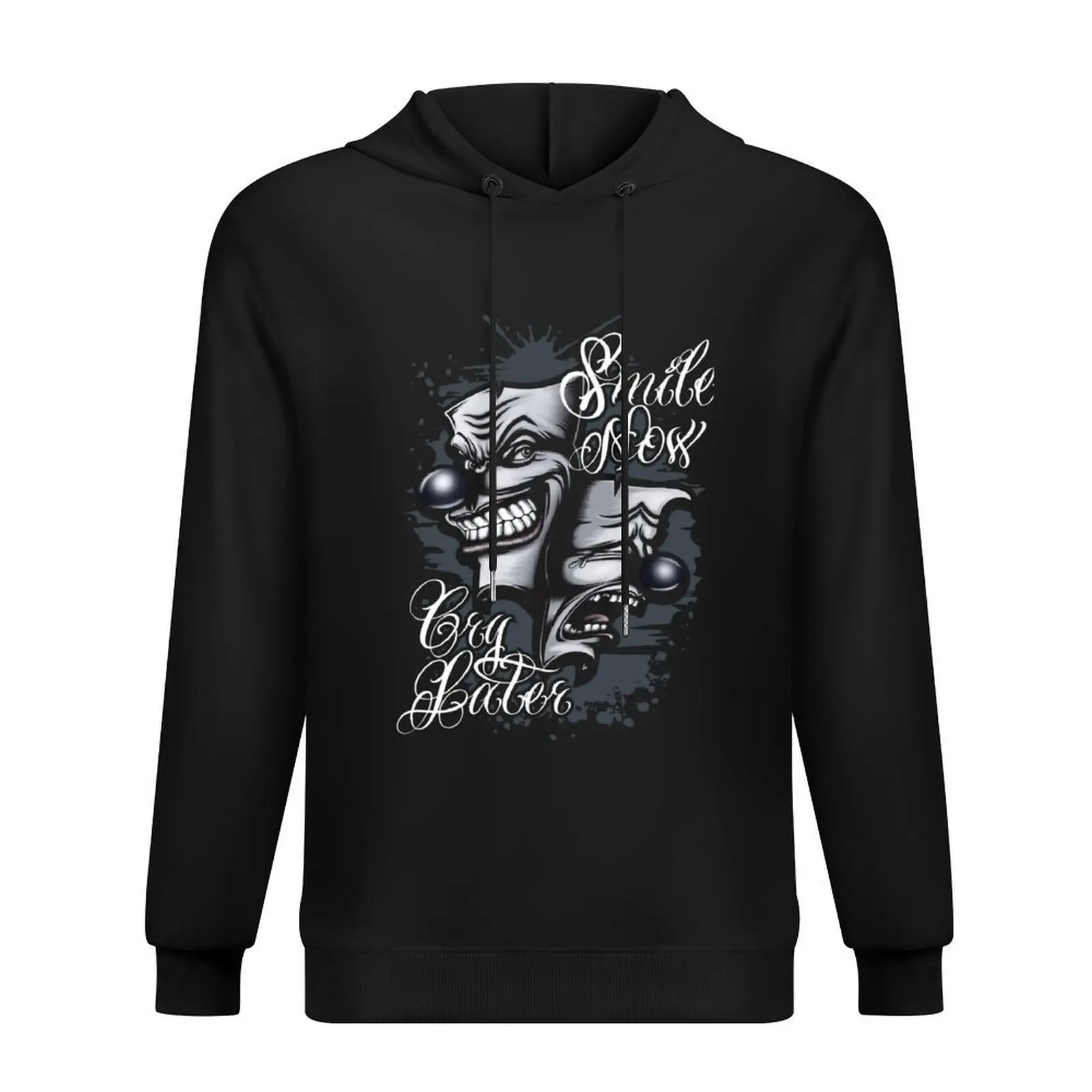 

smile now cry later drama masks with lettering Hoodie korean clothes korean autumn clothes autumn anime clothes man hoodie