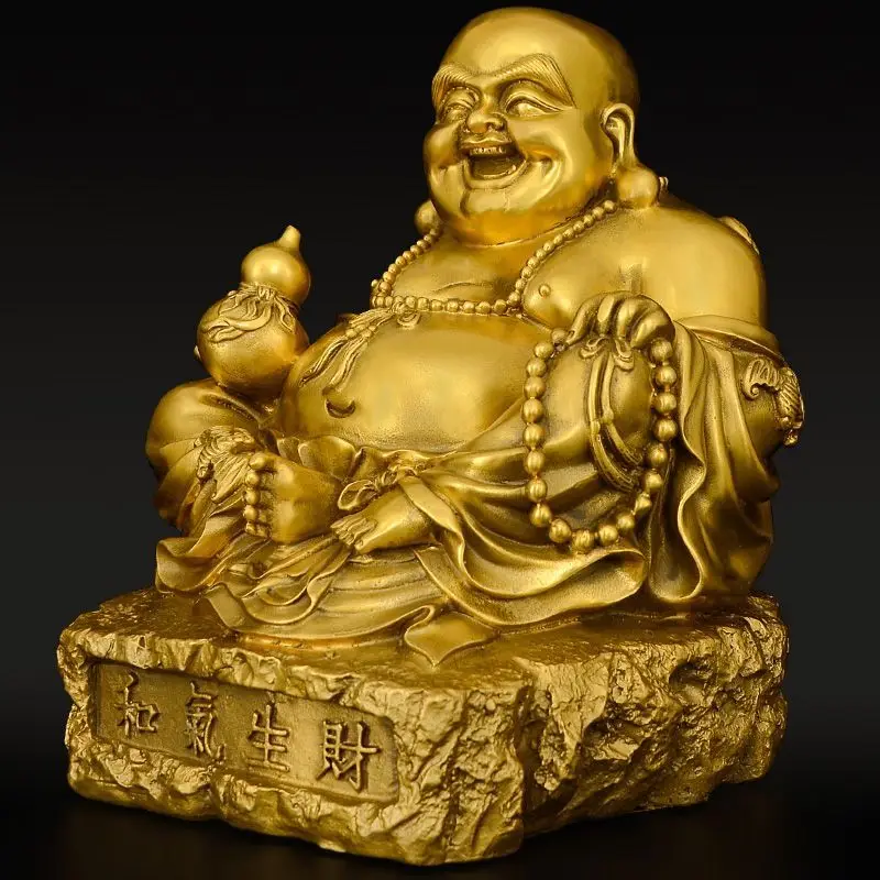 Miedziany Maitreya budda Ornament roześmiany posąg buddy do użytku domowego duży brzuch dekoracja bodhisattwy buddy