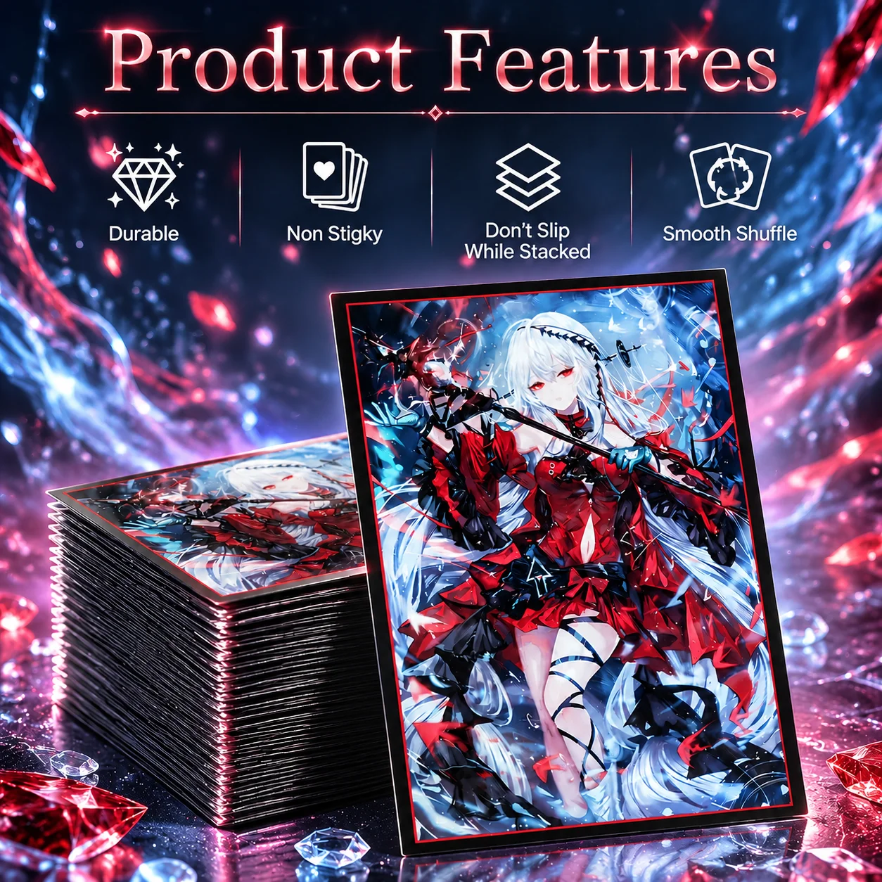60PCS 67×92mm Silver Bottom Anime Card Sleeves Cartoon Character Printing Deck Protector for MGT/PTCG Game Cards Excellent Gift
