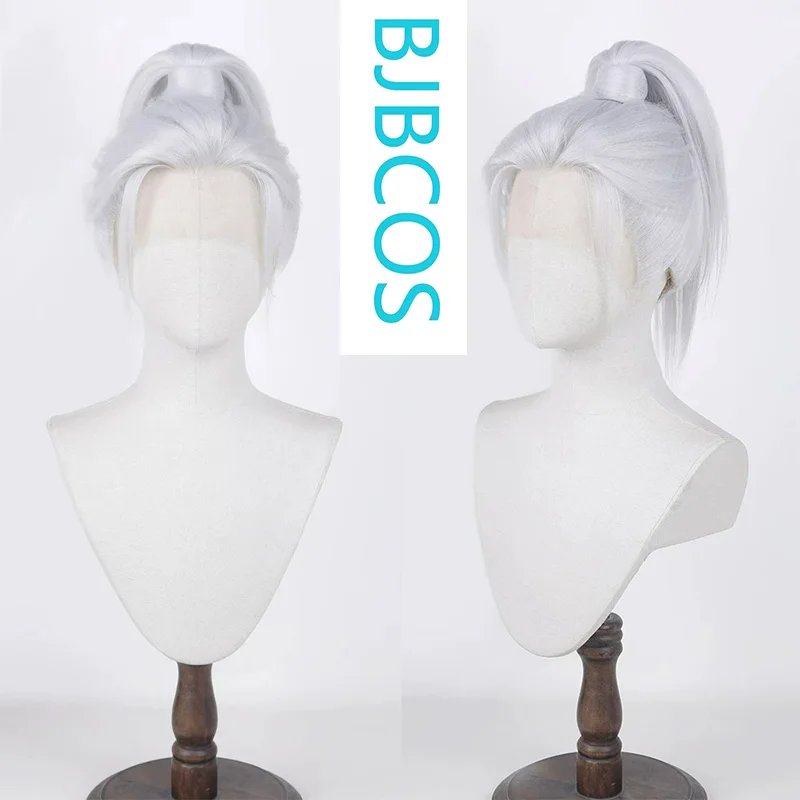 

[Styled Wig]Silver white antique style male and female pointed cosplay wig, versatile ponytail headband for movies, TV shows