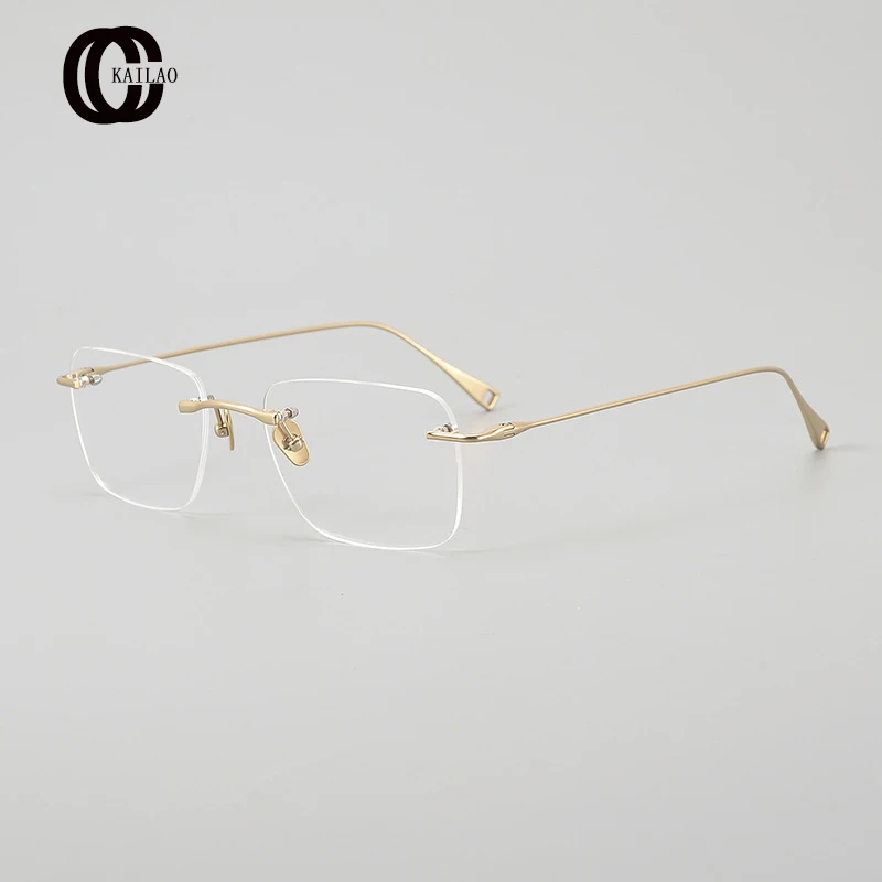 

2024 New LSA119 Rimless Pure Titanium Eyeglass frame Men And Women High Quality Polygon Fashion Designer Individuation Glasses