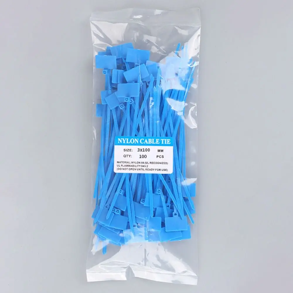 100pcs Fasteners Set Easy Mark Cable Ties Colorful Style Plastic Label Cable Tag Nylon Material Colorful Tag Number Plate