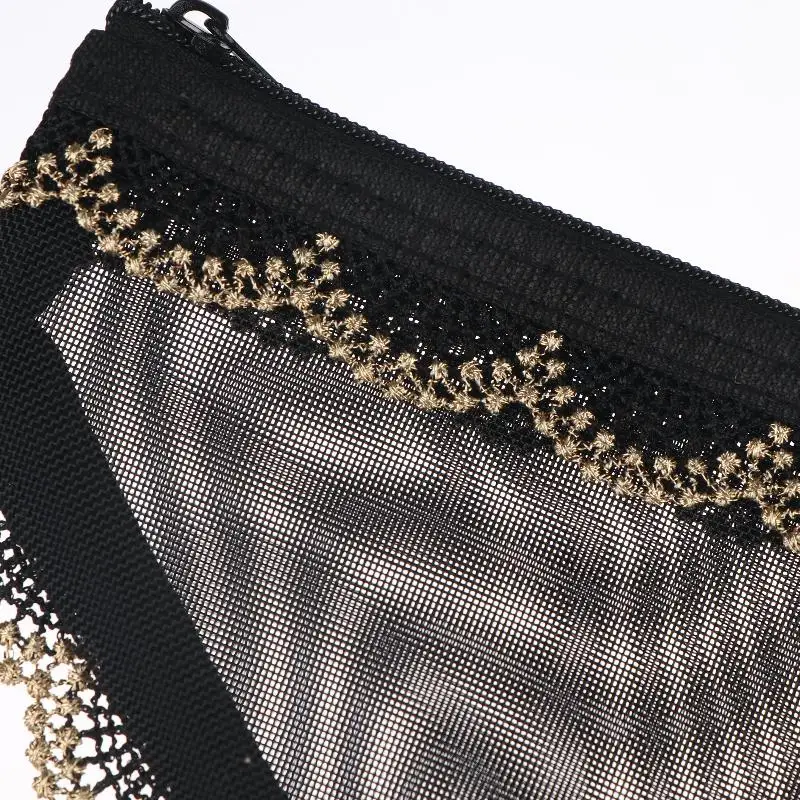 Kosmetiktasche in Slip-Form, Netz-Spitze, Herz-Make-up-Aufbewahrungstasche, Y2K, transparente Kulturtasche, Aufbewahrung für Reisen – Detail 7