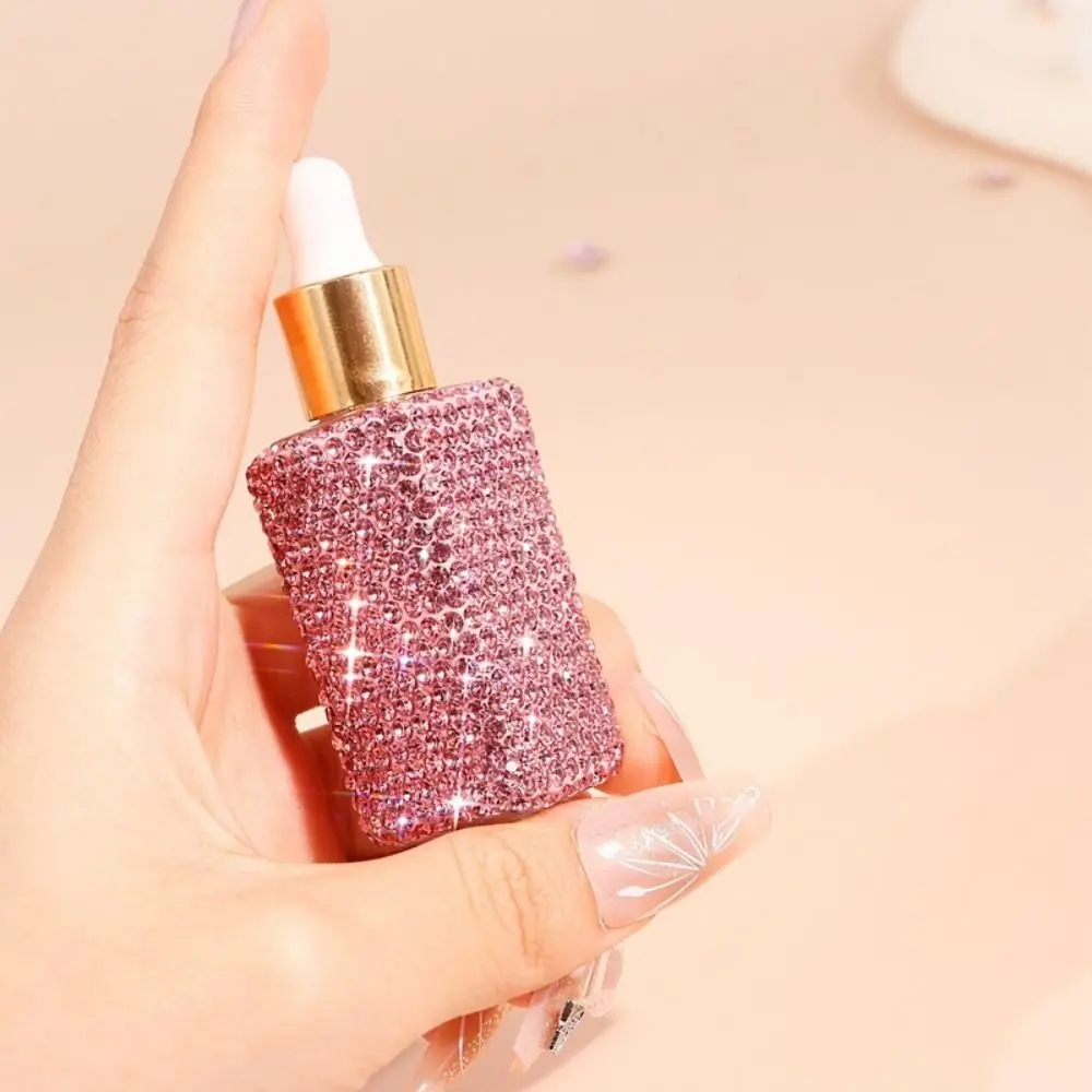 زجاجة فارغة من حجر الراين المتلألئ، زجاجات قطارة صغيرة مبتكرة قابلة لإعادة الملء، قوارير زيت عطري 5 مل