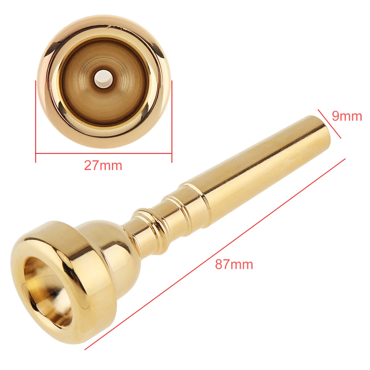 Versilbertes Messinglegierungs-Mundstück-Set 7C 5C 3C für Trompeten, passend für Yamaha / Bach / Conn / King, mit Bürste, Reinigungstuch, EVA-Etui – Detail 16
