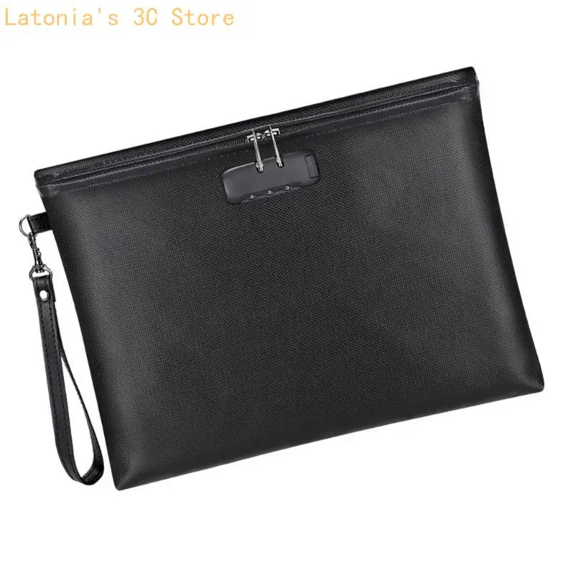 Temperature Resistant Document Case File Bag with Code Lock, for Cash, Valuables X3UB