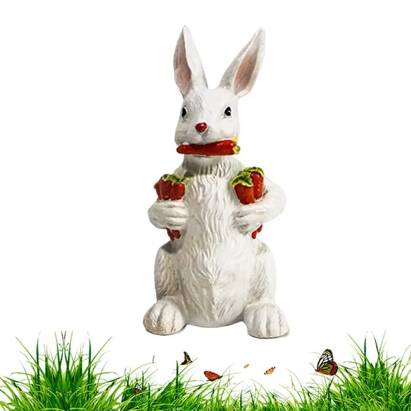 Garden Rabbit Resin Statues Ornamental Bunny Sculptures Multiuse Outdoor Decoration For Lawn Patio Garden Balcony Yard Farmland