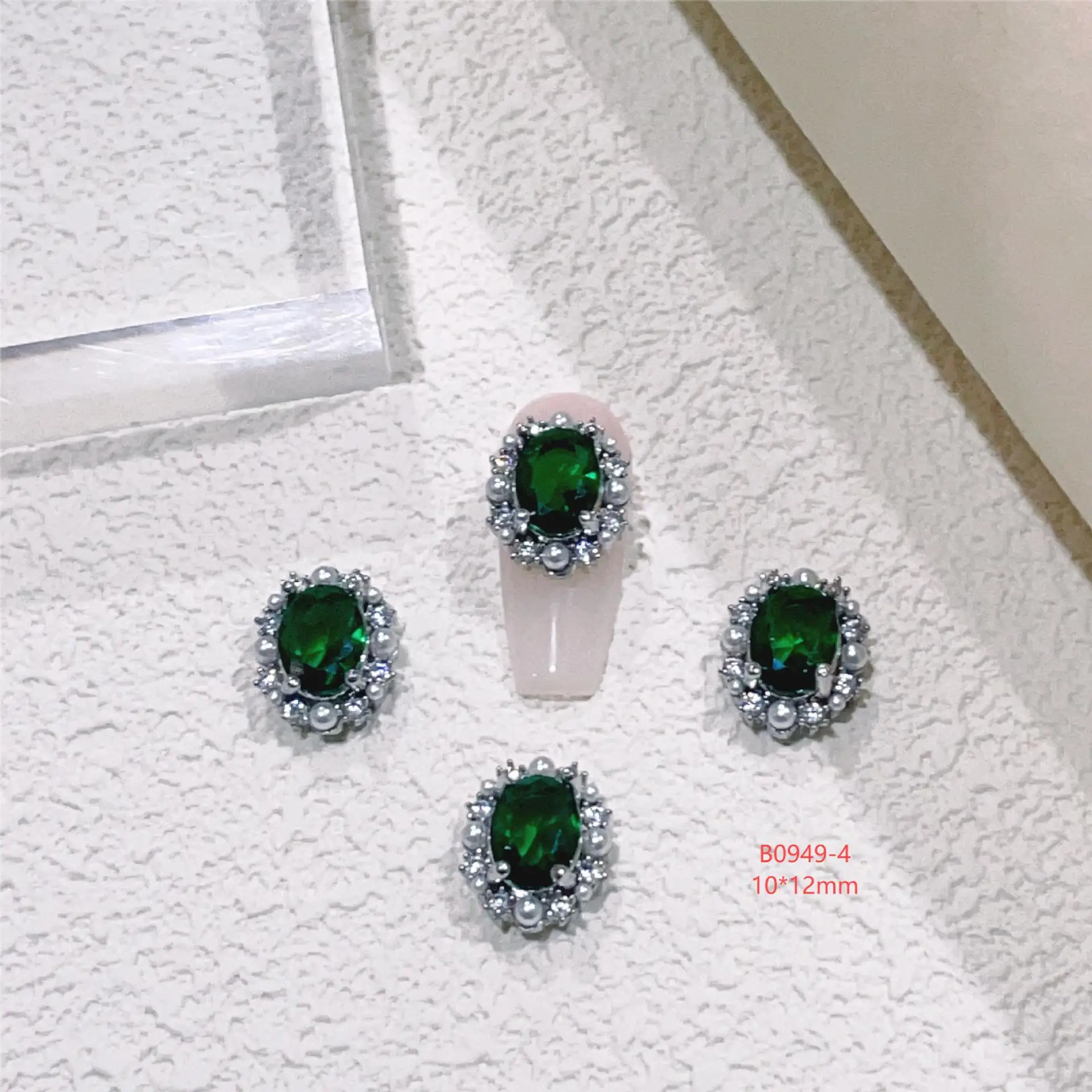 5 قطعة قصر الرجعية الزركون الأظافر جولة مربع الزهور نمط اللؤلؤ والمجوهرات الماس الفن اكسسوارات مسمار DIY الزينة #6