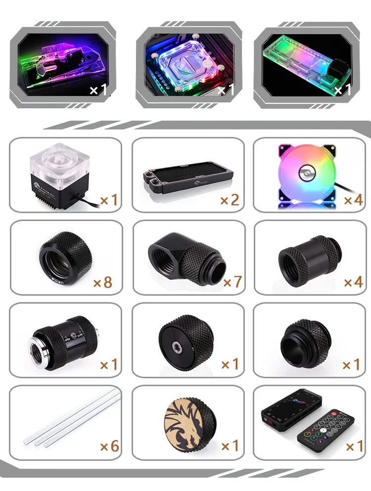 BYKSKI Acrylic Board Water Channel Solution use for ASUS ROG Z11 Case / Kit for CPU and GPU Block / Instead Reservoir