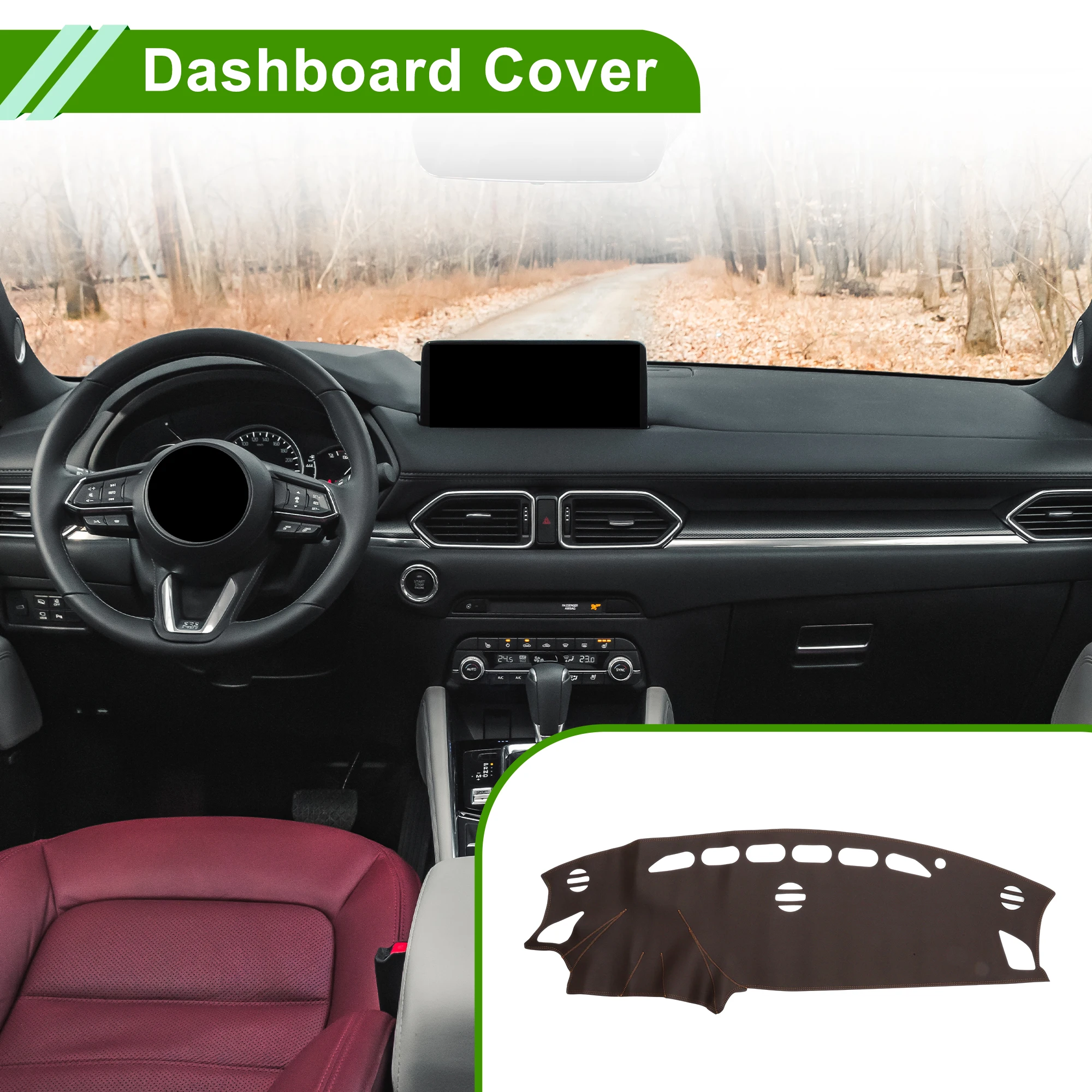 

UXCELL Dash Cover for Mazda CX-5 13-16 No Hud Dashboard Cover Faux Leather Brown 1Pc