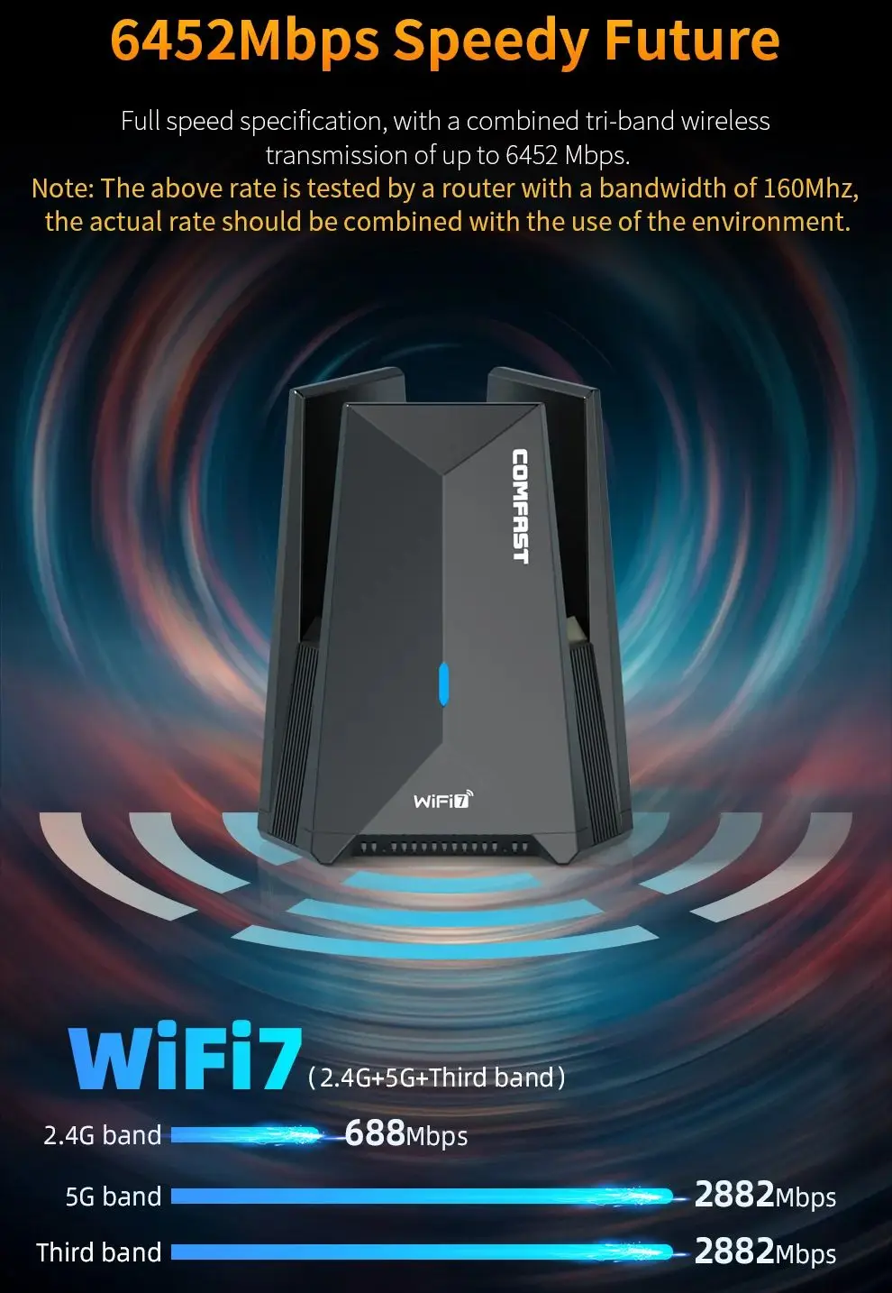 COMFAST BE6500 WiFi 7 USB 3.0 어댑터 2.4/5/6GHz 무선 카드 드라이버가 필요 없는 4dBi 안테나 게임용 WiFi 동글 Windows 10/11 썸네일 2