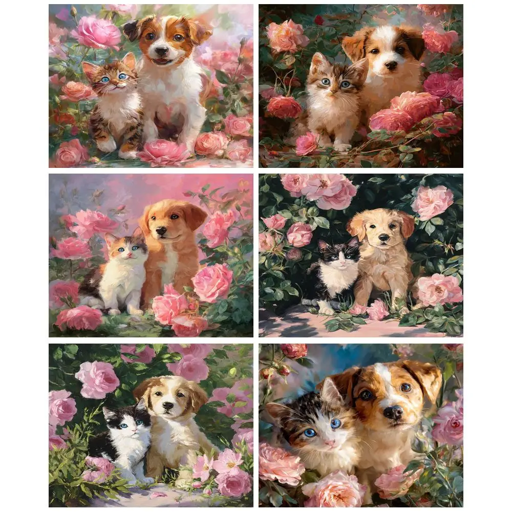 

GATYZTORY Painting By Number Dog Drawing On Canvas DIY Pictures By Numbers Animal Kits Hand Painted Paintings Gift Home Decor