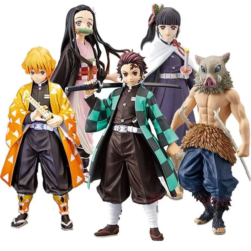 Bandai Demon Slayer Kamado Tanjirou Agatsuma Zenitsu Anime Figure Kamado Nezuko Peripheral Ornaments Children's Gifts Model Doll