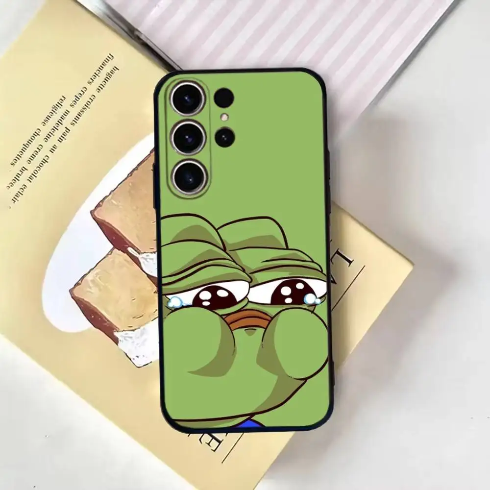 Coque de téléphone drôle p-pepe la grenouille pour SamsungS25,24,21,22,23,30,Ultra,20,Plus,Fe,Lite,Note,10,9, coque noire souple