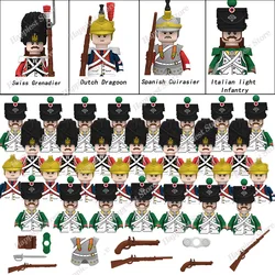 50pcs Napoleonic War Spain Italy Switzerland Netherlands Figures Soldiers Building Blocks Medieval Military Weapons Bricks Toys