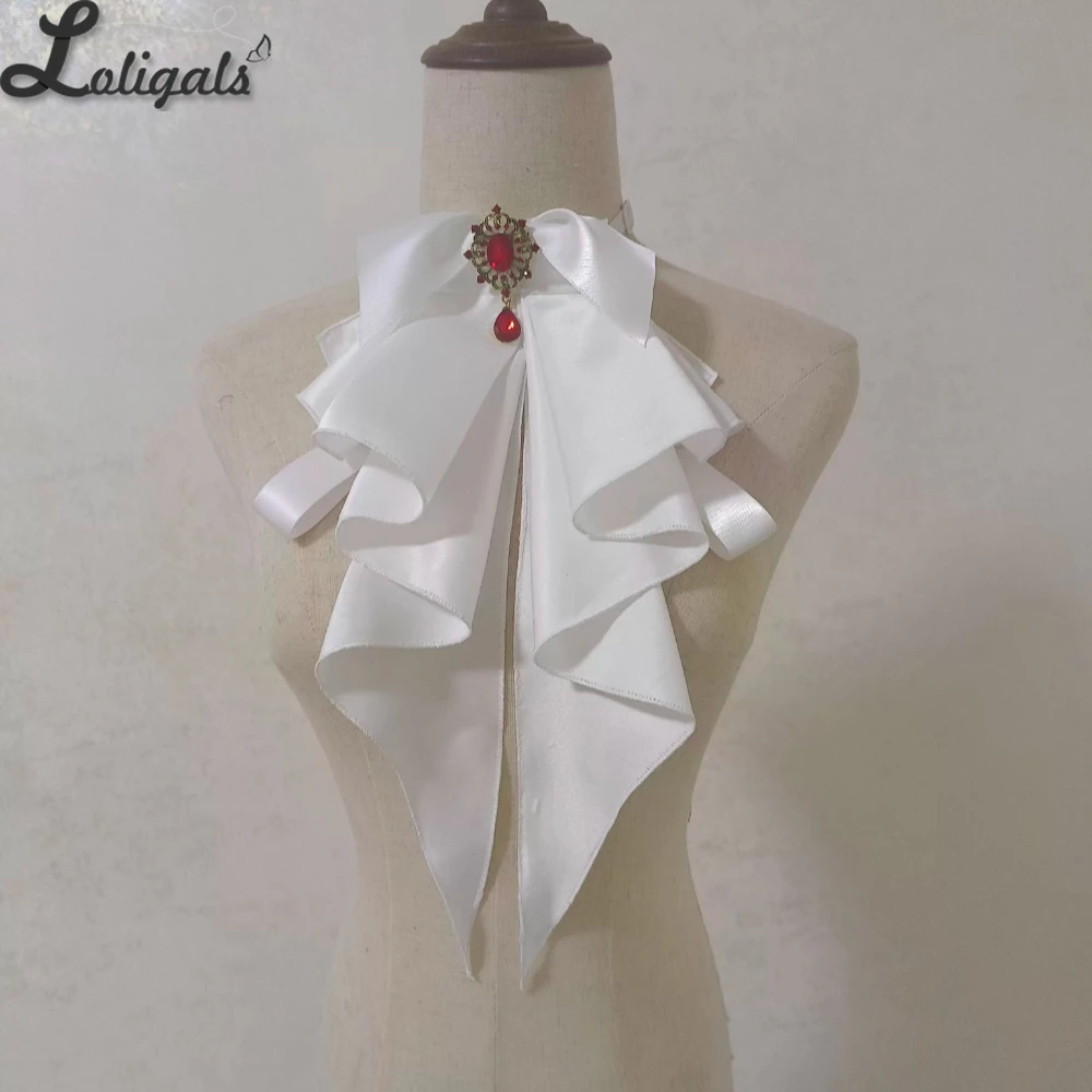 Sweet Detachable Lolita Collar Jabot Necktie Elegant Cascading Ruffle Cosplay Bow Tie Neck Accessories
