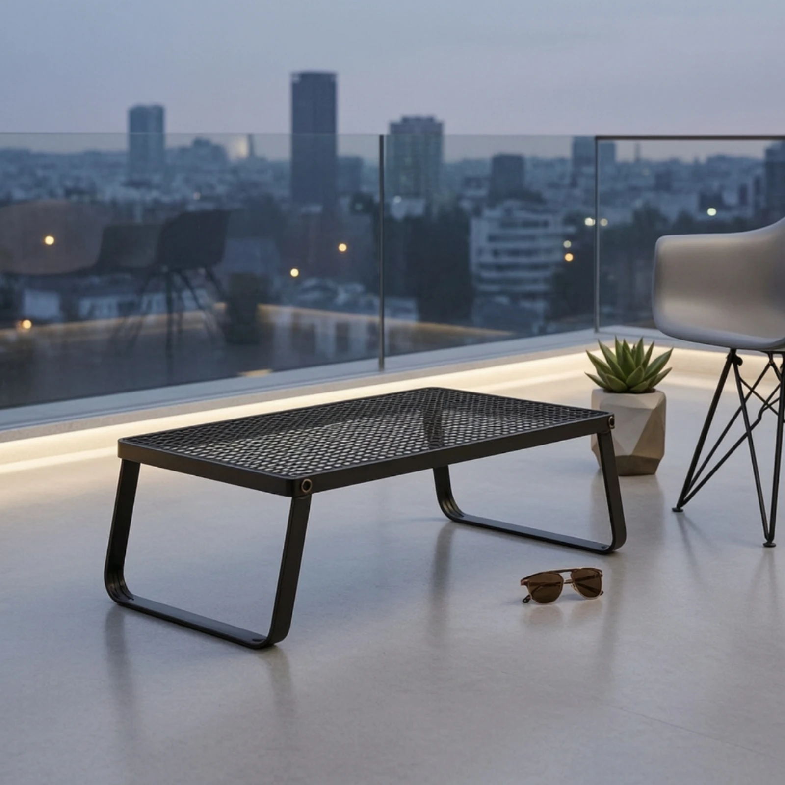Foldable Table Low-Silhouette Folding Side Table Nightstand Lightweight Furniture Multi-Functional for Bay Window, Balcony