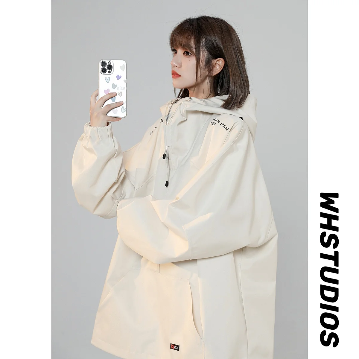 

American Functional Sle Men's Spring Autumn Hooded Jaet f Zipper Pilot Coat Loose Fit Youthful ular Outerwear