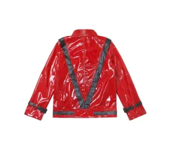 Michael Red Leather Jacket Pant Set Jackson Halloween Scary Night 80s Vintage Pop Singer Thriller Party Performance Costume - view 3