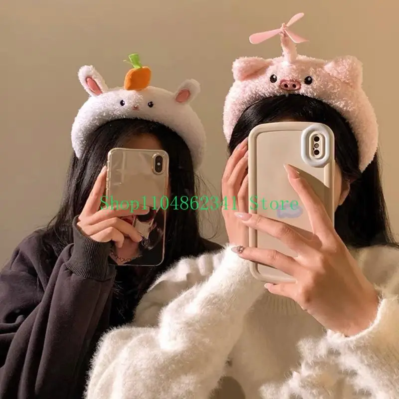 5asd Pull String Animal Hairhoop Face Lavagem da cabeça Crianças adoráveis ​​desenhos animados Hairhoop