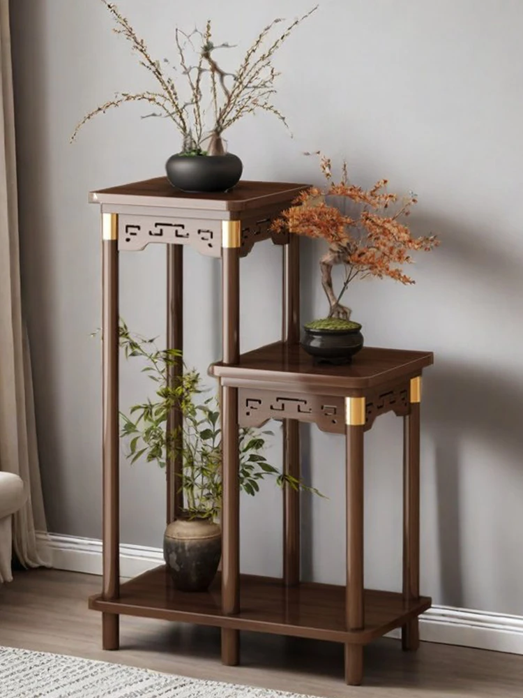 

Indoor Living Room Floor-Mounted Multi-Layer Flower Pot Ra Chinese Sle Wood Flower Stand Balcony Storage Organizer