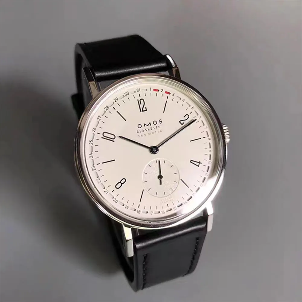 38mm men's automatic mechanical watch, compatible with Seagull ST1731 movement, with calendar, waterproof, and transparent back. view 3