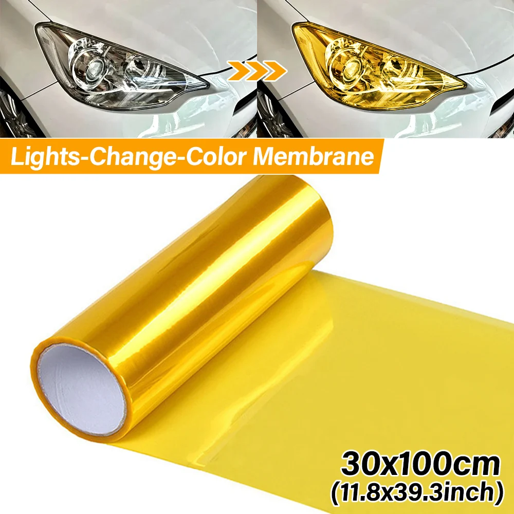 Car Color-Changing Smoke Matt Rear Fog Sticker Headlight Taillight Tint Vinyl Film Lamp Film Sticker Sheet Yellow Car Decoration