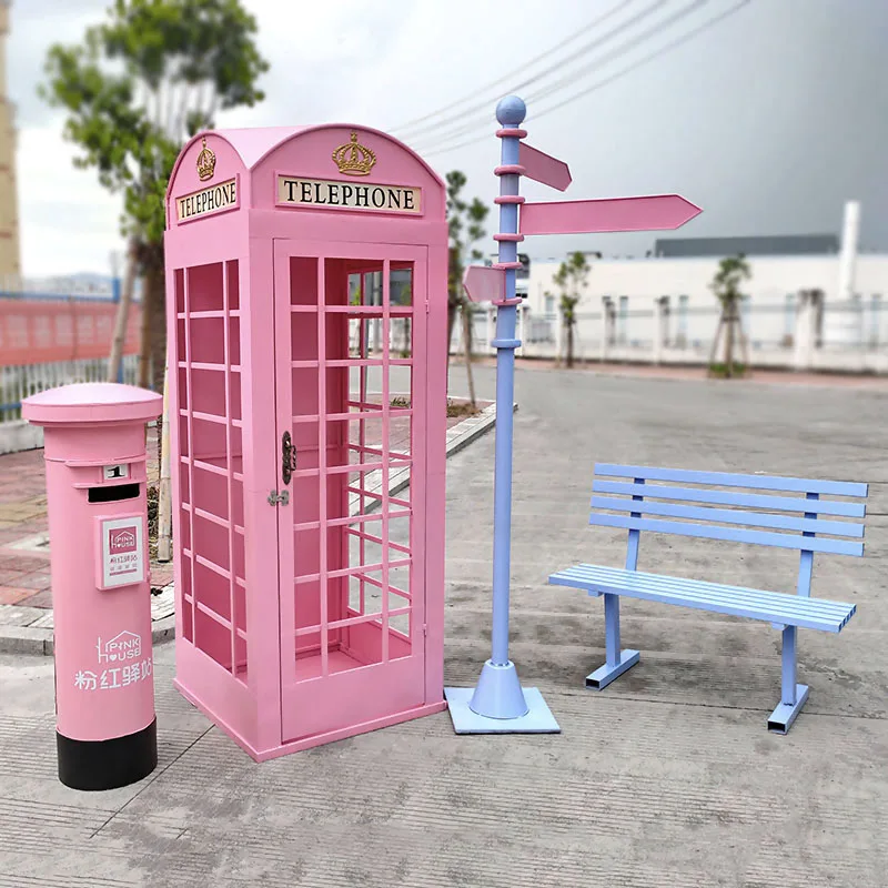 Retro Internet Hot Set Telephone Booth Post Box Signboard Outdoor Bar Decoration Large Shooting Props Model