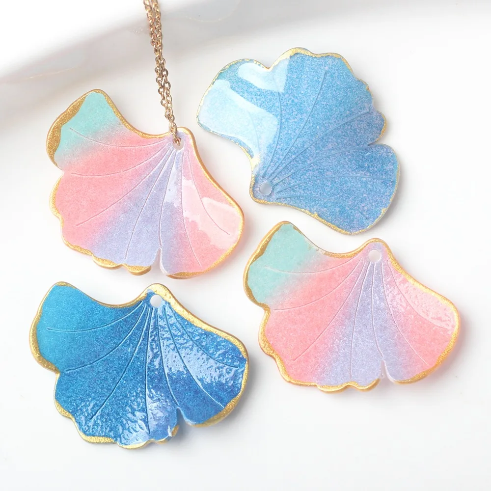 

DIY Jewelry Findings 30pcs 24*30mm Ginkgo Leaf Shape Enamel Alloy Jewelry Pendant Charms Fit Bracelet Necklace Earring Ornaments