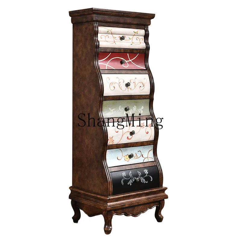 

ZYH painted heightened living room cabinet balcony locker solid wood drawer foyer cabinet