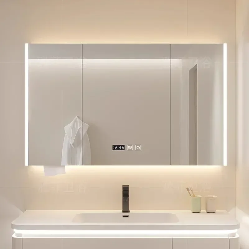 Luxury Storage Cabinet Bath Mirrors Bathroom Vanity Smart Metal Bath Mirrors Cabinet Toilet Armadietto Home Furniture