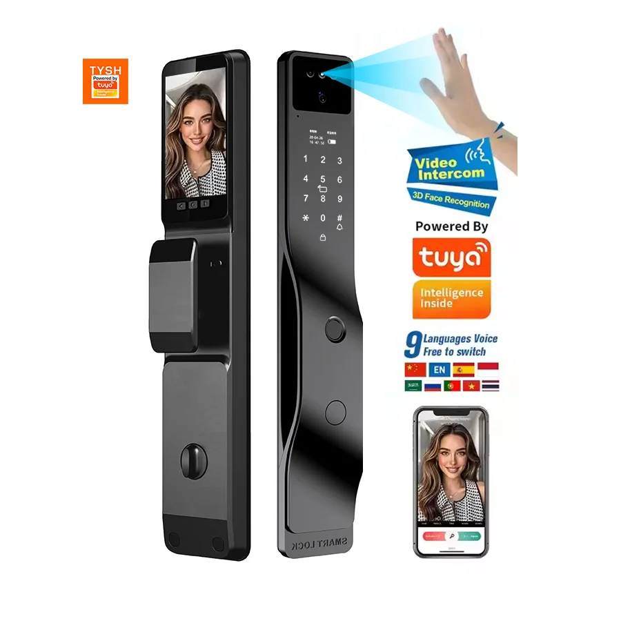 

003 TYSH Face Recognition Smart Door Lock Camera Palm Vein Intelligent Cerradura Ai Inteligente Tuya Wifi Fingerprint Digital Lo