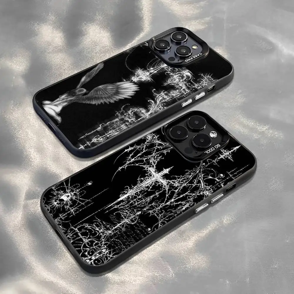

G-Gothic Cyber Sigil Phone Case For iPhone 17,16,15,14,13,12,11 Plus,Pro Max,XS,Colorful Silver Black Cover