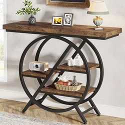 Tribesigns Console Table, 39.4-Inch Entryway Table with Thickened Tabletop, 4- Tier Industrial Narrow Hallway Sofa Table