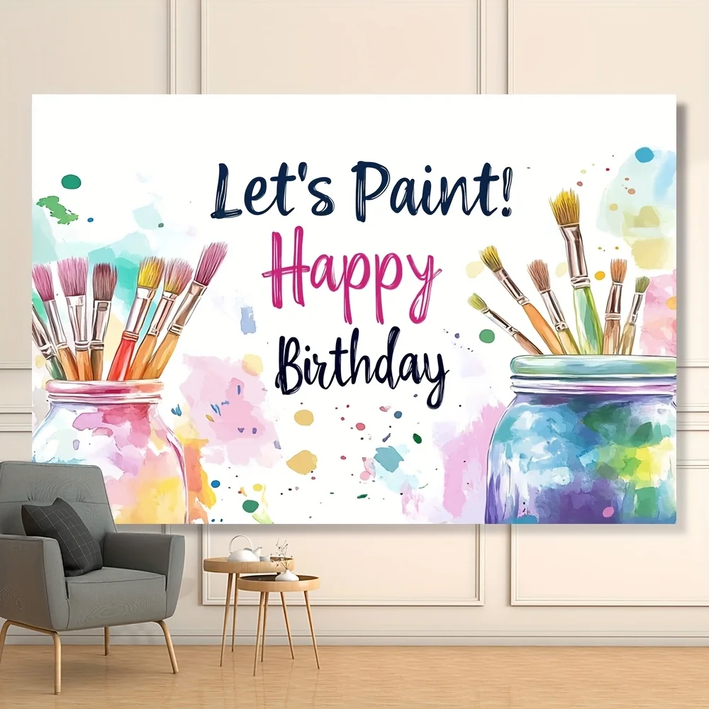 1 piece, vibrant painting party background banner - 