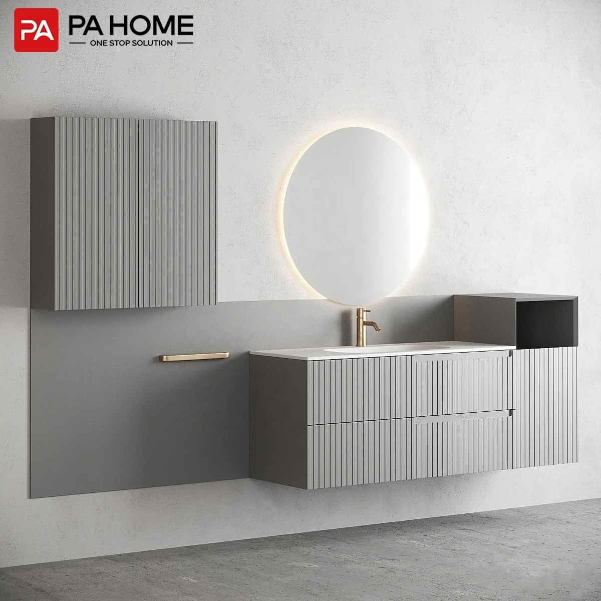 

PA chinese wood cupboard single vanity mirror cabinet for bathroom